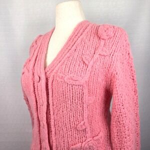 Love Shack Fancy Fabietto Cardigan Women's M Pink Alpaca Cottagecore Prairie